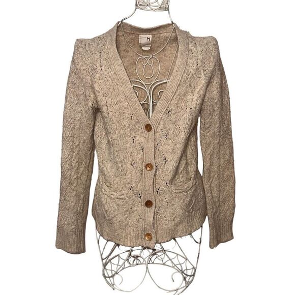 Showstopper WOMEN Far Away From Close Size medium Long sleeve, plunge, tan Wool - Picture 2 of 7